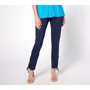 Women with Control Prime Stretch Denim Regular Lace-Up Pants Navy 1X